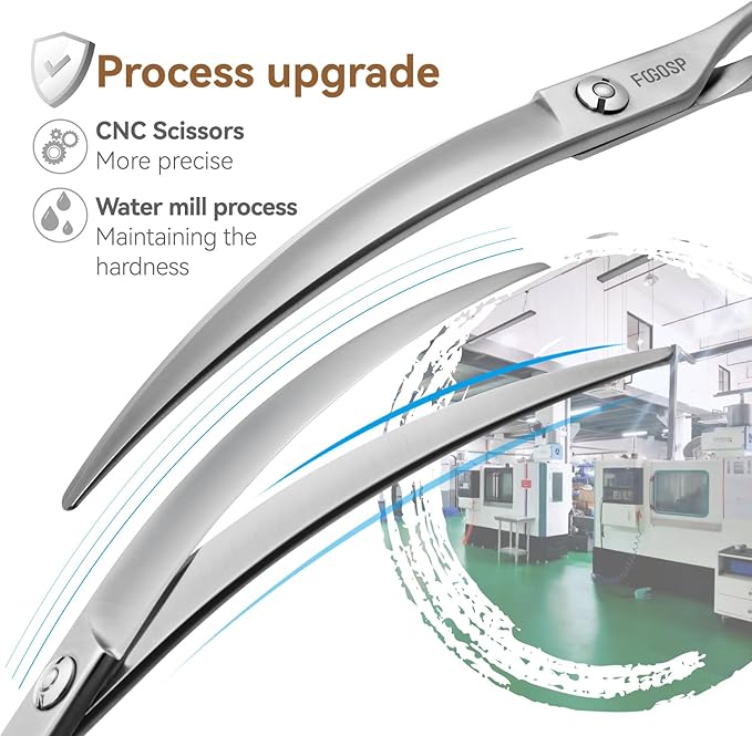 Professional 45°Curved Grooming Scissors for Dogs 6.5 in Big Arc Curved Shears for Professional Groomer Japan VG10 High-carbon Steel Right Hand Matte