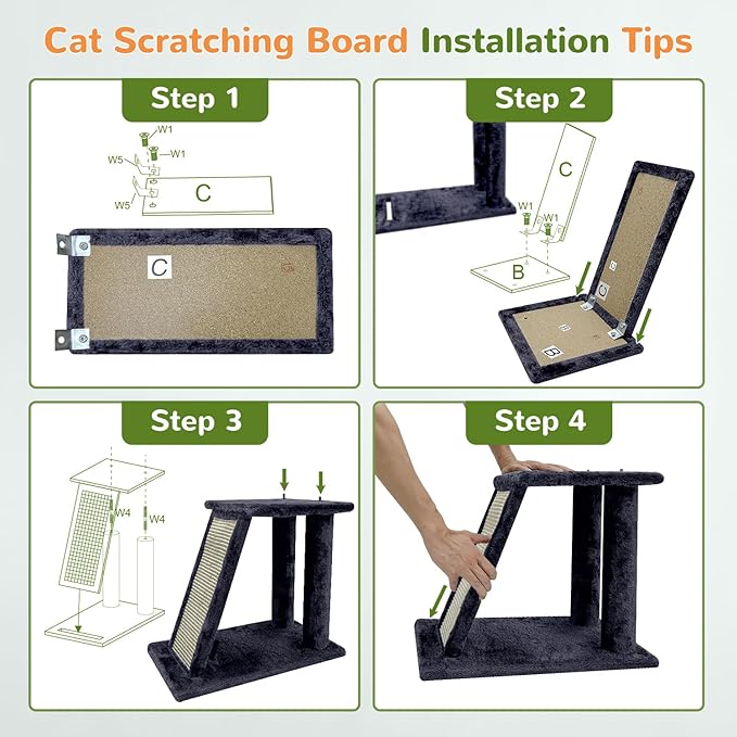 Globlazer Cat Tower for Adult Indoor Cats, 50-inch Heavy Duty Cat Tree for Big Cats, Cat Tree House with Extra-Large Padded Platform, Sisal Scratching Board, 2 Large Condos, F50, Dark Grey