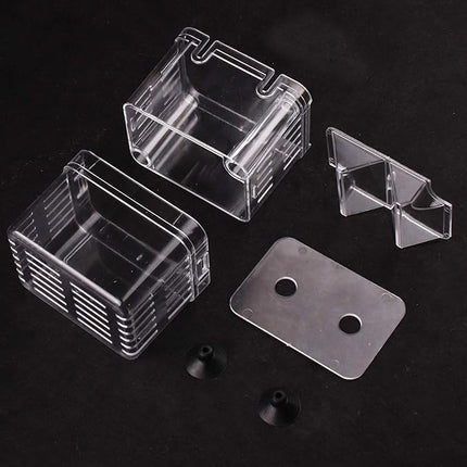 Acrylic Floating Fish Hatchery Isolation Box, Double Layer Fry Hatching Incubator Breeding Rearing Trap, Aquarium Tank Fish Parenting Container Divider with Suction Cups