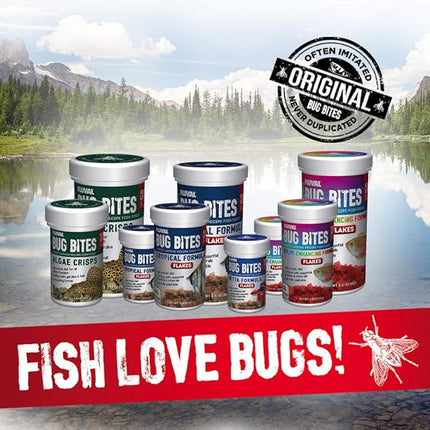 Fluval Bug Bites Fish Food with Spirulina, Flakes for Small to Medium Sized Fish, 0.63 oz., A7354, Brown