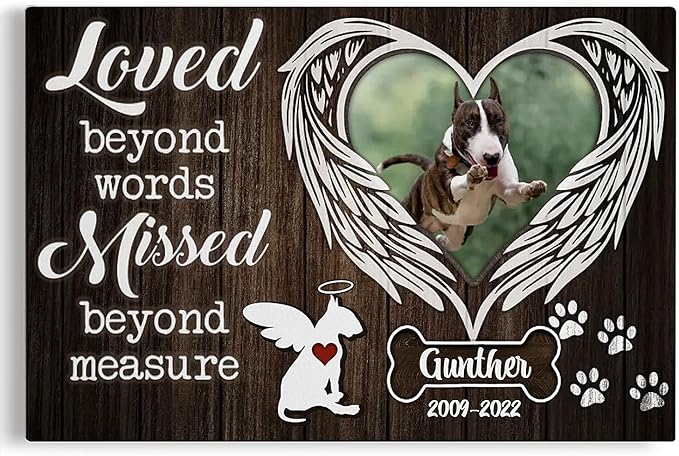 Dem Canvas Personalized Photo Canvas Prints, Custom Dog Loss Gifts, Loved Beyond Words Missed Beyond Measure, Pet Memorial Gifts, Dog Death Sympathy Gifts, Dog Loss Canvas Dog Grieving Gifts (36x24)