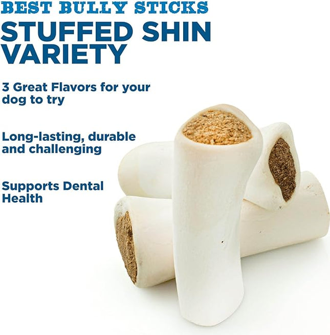 Best Bully Sticks Variety Pack Filled Shin Bones - 5-6 Inch 3 Count (Pack of 1) - Easily Digestible, Long-Lasting, Refillable Snack