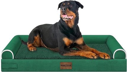 Large Dog Bed Orthopedic Washable: Beds Bolster XXL Bed Big XLarge Dogs Egg Crate Foam Sofa Couch Waterproof Removable Cover - Emerald