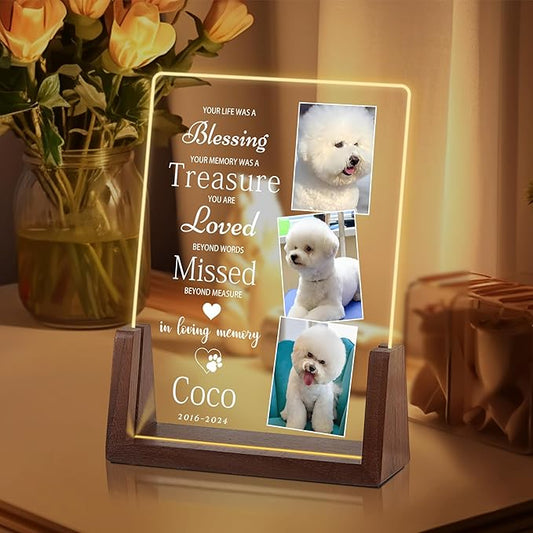 Customized Dog Memorial Gifts for Loss of Dog, Pet Memorial Gifts for Dogs, in Memory of Dog,Pet Sympathy Gifts for Dogs, Pet Memorial Gifts Cat, Dog Memorial Acrylic Night Light, Pet Loss Gifts