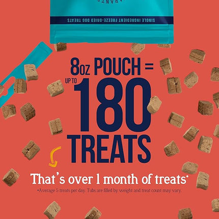 Stewart Beef Liver Dog Treats, 8 oz, ~180 Pieces, Freeze Dried Raw, Single Ingredient, 50% Protein Training Treats or Meal Topper in a Resealable Pouch, Grain Free, Gluten Free