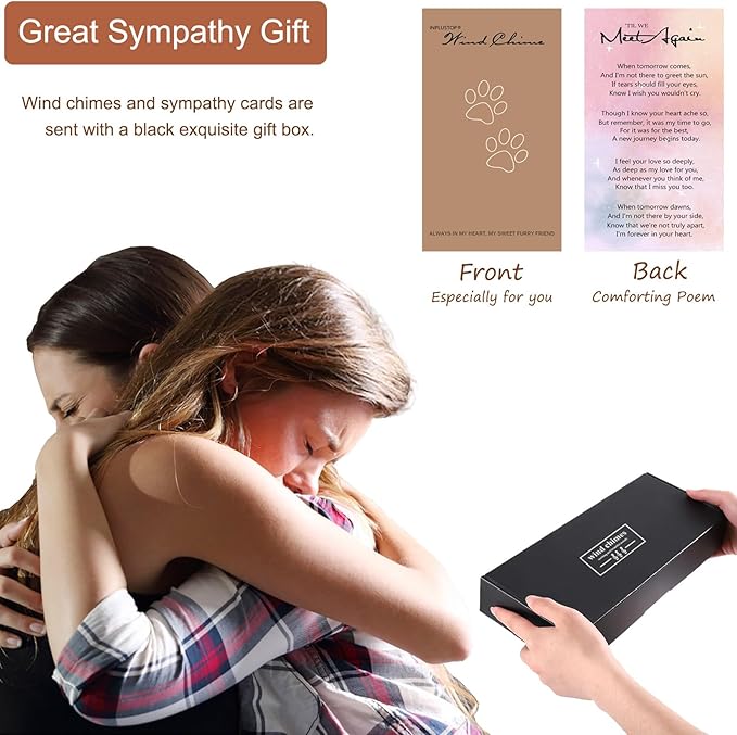 Dog Memorial Wind Chime, 26" Pet Memorial Gifts for Dogs, Loss of Dog Sympathy Gift, Black