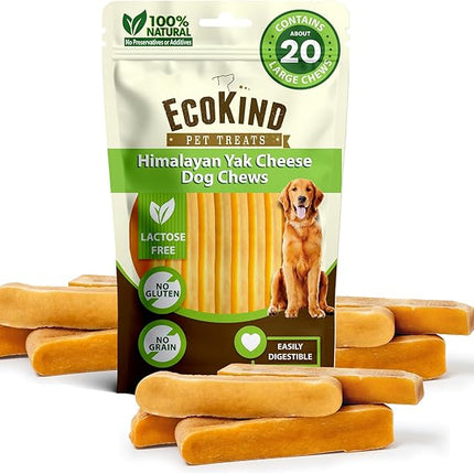 EcoKind Premium Gold Yak Cheese Himalayan Dog Chews, Dog Treats Large Breed, All Natural, High Protein Dog Chew, Cheese, Large - 18+ Chews
