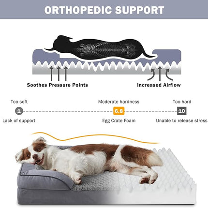 INVENHO Orthopedic Extra Large Dog Bed, XXL Waterproof Dog Sofa, Egg-Crate Foam Couch with Washable Removable Cover, Waterproof Lining and Nonskid Bottom