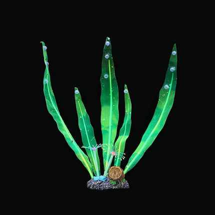 Glowing Fish Tank Decorations Plants, 4 pcs Aquarium Ornaments - Purple Coral, Rainbow Sea Urchin Ball/Small, Green Kelp, Pink Feather Coral