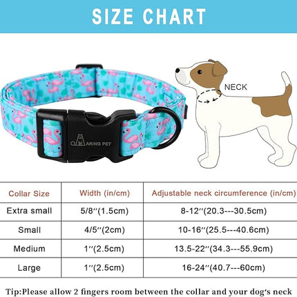 ARING PET Flamingo Dog Collar-Cute Cotton Small Dog Collars, Adjustable Lightweight Summer Pet Collars for Small Medium Large Boy and Girl Dogs, Large