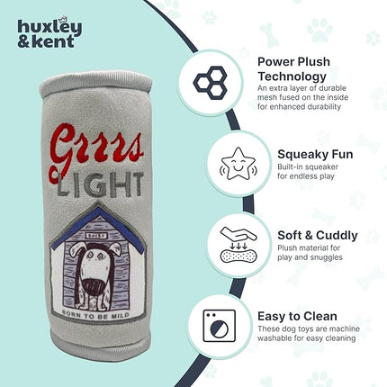 Huxley & Kent Funny Dog Toy w/Squeaker – Power Plush Squeaky Dog Toys for Small, Medium & Large Dogs – Soft Stuffed Animal for Indoor Play & Fetch - Grrrs Light, Large