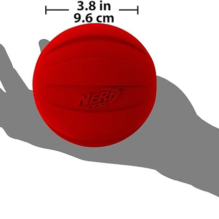 Nerf Dog Classic Squeak Ball Outdoor Dog Toy, 3.8 Inch Dog Ball Fetch Toy, Squeaking Toy for Medium and Large Breeds, Green/Red, 2 Count