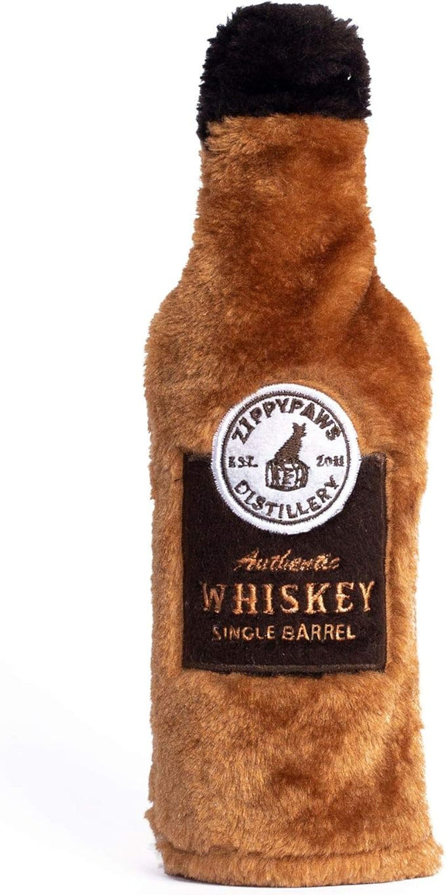 ZippyPaws Happy Hour Crusherz- Interactive Dog Toys to Keep Them Busy, Squeaky Plush Pet Toy for All Breeds, for Small, Medium, & Large Dogs, Drink Themed Crinkle Water Bottle Toy- Whiskey