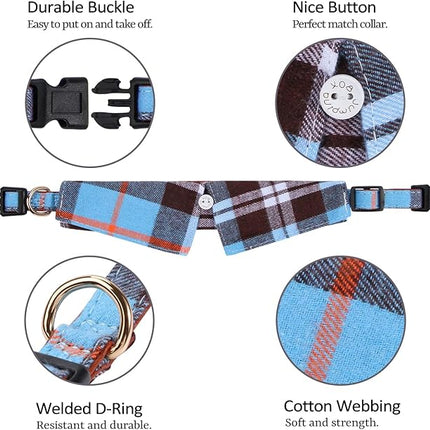 Faleela Cotton Plaid Shirt Style Dog Collar Soft Cute,Boy Dog Collar with Quick-Release Buckle,Adjustable Bow Tie Collar for Small Medium Large Dogs