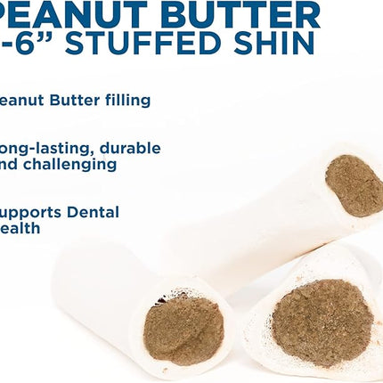 Best Bully Sticks 5-6 Inch Peanut Butter Filled Shin Bones for Dogs - 5 Count (Pack of 1) - Easily Digestible, Long-Lasting, Refillable Treat