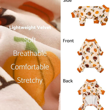 Fitwarm Thanksgiving Turkey Dog Pajamas, Funny Dog Winter Clothes for Small Dogs Girl Boy, Pet Jumpsuit, Cat Onesie with Feet, Lightweight Velvet, Orange, XXL