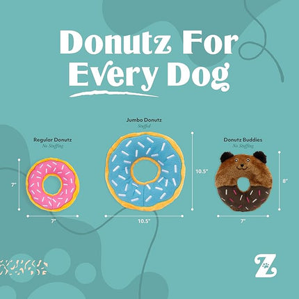 ZippyPaws Donutz - No Stuffing Dog Toys to Keep Them Busy, for Small and Medium Dogs, Squeaky Pet Toy for Boredom, Unstuffed Chew Toy, Soft Plush Puppy Products, Funny Food Toy - Mint Chip Donut