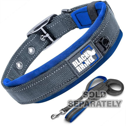 Black Rhino Dog Collars for Medium Dogs - Adjustable Reflective Heavy Duty Dog Collar with Ultra-Soft Neoprene Padding - Weatherproof, Durable, and Comfortable - Ideal for Active Dogs - Blue and Gray