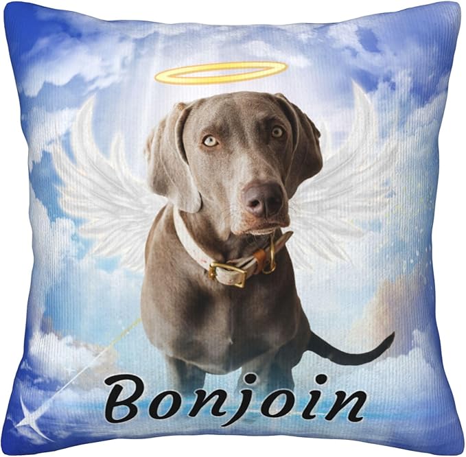 Funnylife Personalized Pet Memorial Throw Pillow with Photo Pet Memorial Gifts for Dogs Cats Loss of Dog Sympathy Gift Dog Bereavement Remembrance Picture Pillow
