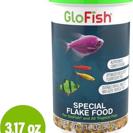 GloFish Special Flake Food for Fish, 3.17 Ounces, Treat GloFish and Small to Mid-Sized Tropical Freshwater Fish to a Nutritionally Complete Blend