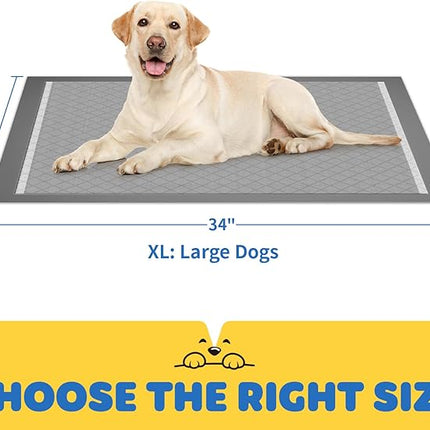 100-Pack X-Large Puppy Pads - 34'' x 28'' Pee Pads for Dogs Potty Training with Leak-Proof Quick-Dry Design, 6-Layer Wee Wee Pads for Dogs, Charcoal, Black