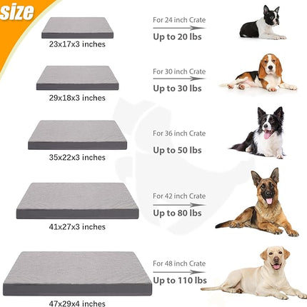 KSIIA Orthopedic Dog Crate Bed for Large Dogs, Waterproof, Washable & Removable Cover, Egg Crate Foam, 41 x 27 Inch, Dark Gray