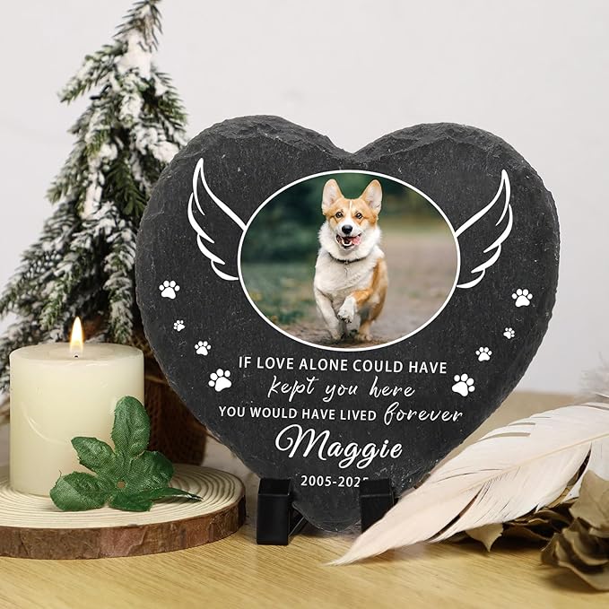 Dog Memorial Gifts for Loss of Dog Cat,Personalized Pet Memorial Stone with Photo Name,Custom Pet Remembrance Gifts,Cat Memorial Sympathy Gift,Dog Passing Away Gifts,Memorial Plaques for Dogs