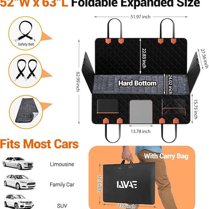 Hard Bottom Car Seat Cover for Dog swith Removable Soft Blankets,Scratch-Proof and Anti-Slip Car Dog Hammock for Large Dogs Brown for Car, SUV