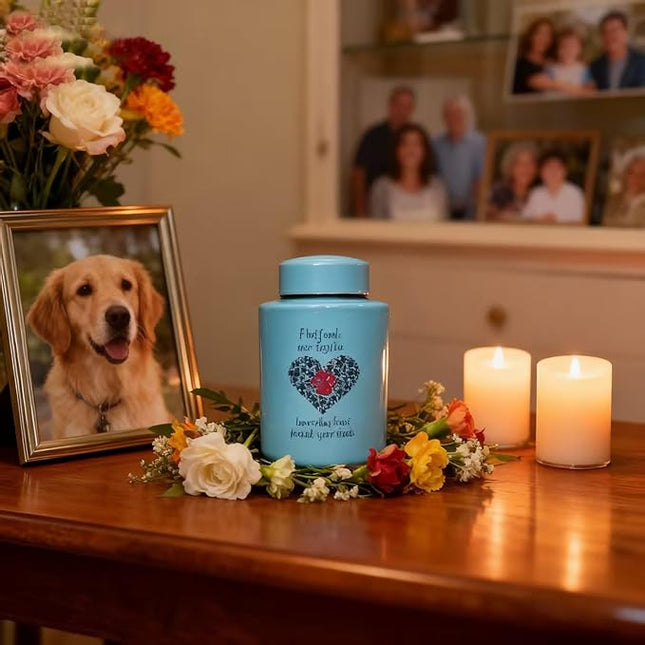 Pet Cremation Urns for Dogs Cats Ashes, Up to 60 lbs Dogs Cats Memorial Keepsake Urns for Ashes-Medium (Paw in Heart)