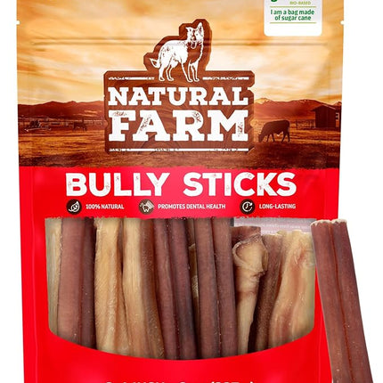 Natural Farm Odor-Free Bully Sticks (2-4”, 8oz) All-Natural Long-Lasting Chews, 100% Beef Pizzle, Grass-Fed, Grain-Free, Hormone-Free, Protein for Muscle Development & Energy, Perfect for Small Dogs