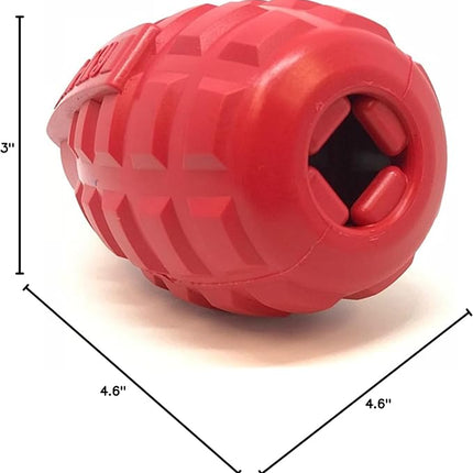 SodaPup USA-K9 Grenade – Durable Dog Treat Dispenser and Chew Toy Made in USA from Non-Toxic, Pet Safe, Food Safe Natural Rubber Material for Mental Stimulation, Problem Chewing, Calming Nerves & More