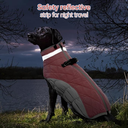 Large Dog Coat, XXLarge Dog Winter Coat, Waterproof Pet Jacket with Back Zipper,Extra Large Pet Coats, Warm Fleece Jacket with D-Ring, Windproof Winter Clothes Golden Retriever,Pink,XXL