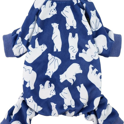 Fitwarm Polar Bear Dog Pajamas, Dog Clothes for Small Dogs Girl Boy, Pet Onesie with Feet, Cat Outfit, Lightweight Velvet, Royal Blue, White, XL