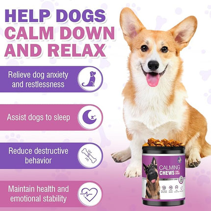 Calming Chews for Dogs 200pc Dog Calming Treat and Bites with Melatonin - Anxiety and Stress Relief Treats for Dogs Puppy Sleep Aid Calm Dog with Noise,Thunder,Barking,Separation,Chewing