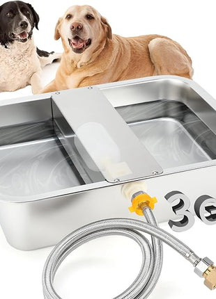 BWOGUE 3 Gal Automatic Dog Water Dispenser for Large Dogs Stainless Steel Outdoor Water Bowl Large Breed Self Filling Dog Waterer Feeder for Dogs Cat Chicken Livestock