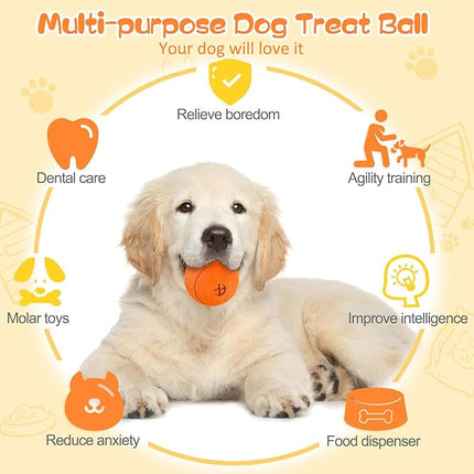 HIPPIH Dog Puzzle Toy 2 Pack, Interactive Dog Toys for Treat Dispensing, Durable Puppy Toys for Teething, Dog Treat Ball for Teeth/Slow Feeder/IQ Training/Playing, Blue-2.75‘’, Orange-3.14‘’