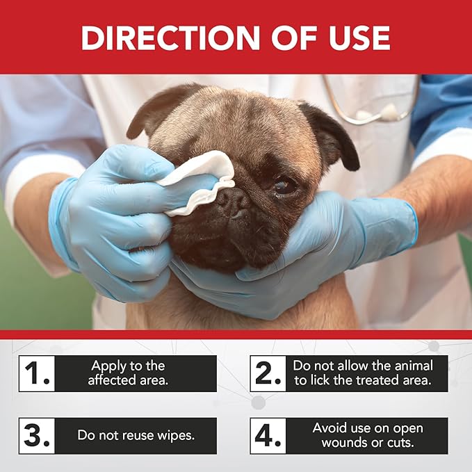 NOVEHA Pet Wipes - Formulated Pet Wipes - for Facial and Finger Folds, Underarms - 3" x 2" Size (150 Counts)