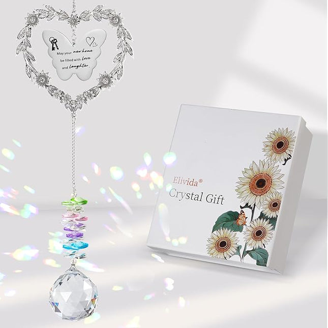 Housewarming Gift Sun Catcher, New Home Gift Heart-Shaped Wreath Hanging Ornament for Window, Happy New Home Rainbow Maker for Neighbors, Best Housewarming Present 2025 for Friend