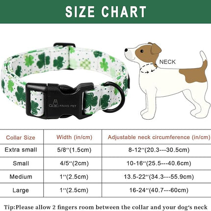 ARING PET St Patrick's Day Dog Collar, Cute White Clovers Pet Collars with Quick Release Buckle for Puppy Small Medium Large Boy Girl Dogs-S