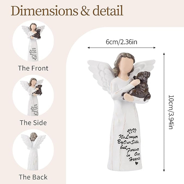 Loss of Dog Sympathy Gift, Dog Memorial Gifts, Angel Figurine, Remembrance Keepsake, Pet Sympathy (Brown-S Size)