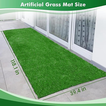 118.1 x 39.4 Inch (Pack of 1) Dog Grass Pad, Extra Large Artificial Grass Turf Mat, Fake Grass for Large Dog Potty Training Indoor Outdoor Balcony Patio Lawn Decoration