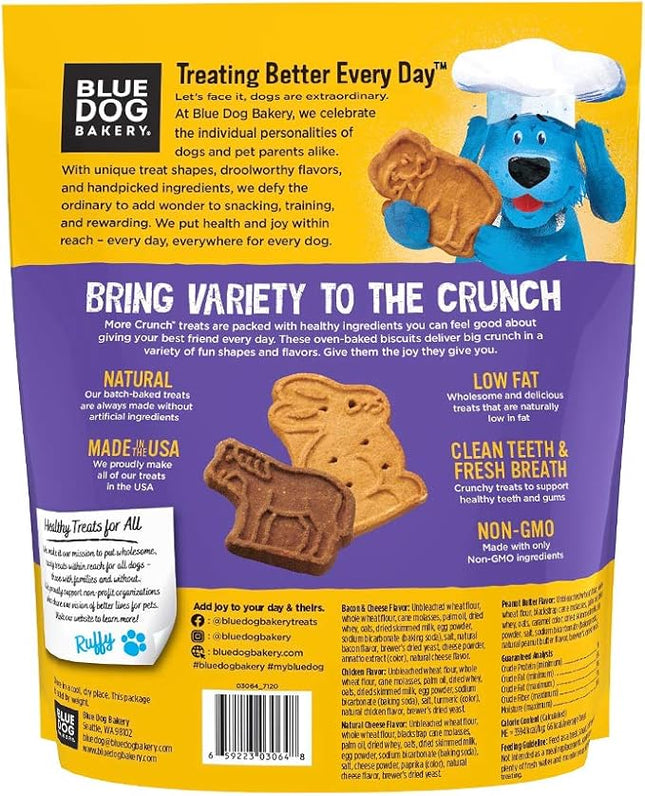 Blue Dog Bakery Dog Treats, Assorted Flavors | More Crunch Large | 11.2 oz | 2lb Bag | Pack of 2