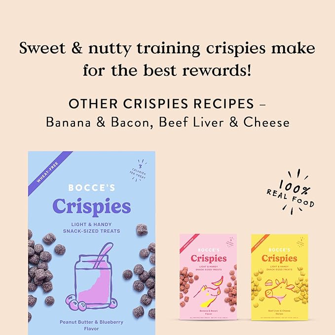 Bocce's Bakery PB + Blueberry Crispies Low-Calorie Wheat-Free Dog Treats, 10 oz