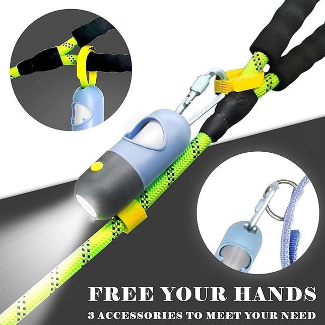 Dog Poop Bags Holder with LED Flashlight|Pet Waste Bags Dispenser for Leash|Doggie Potty Bags Container with Leak-proof Pet Trash Bags and Accessories (2 Holders 30 Bags, Sky Blue)