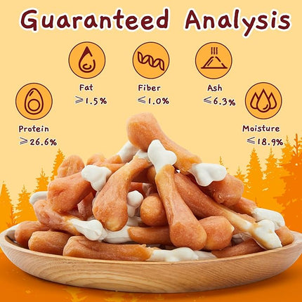 Jungle Calling Chewy Chicken Dog Treats Real Chicken Calcium Bone, Rawhide Free, Teeth Clean & Breath Fresh Dog Training Treats for Small/Medium Dogs, 21.2 oz