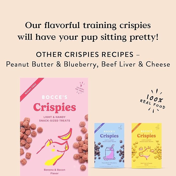 Bocce's Bakery Banana Bacon Crispy Dog Treats, 10 oz