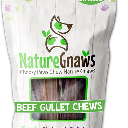 Nature Gnaws Beef Gullet Chews for Small Dogs 4-5" (20 Count) - Natural Beef Jerky Stick Dog Chew Treats - Rawhide Free