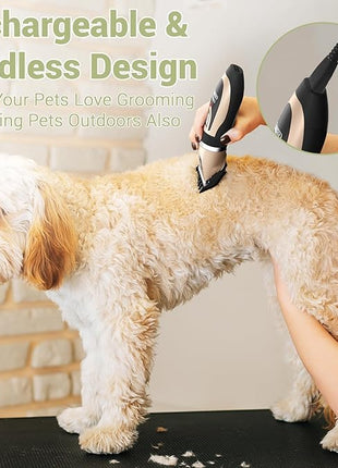 Ceenwes Dog Clippers Low Noise Pet Clippers Rechargeable Trimmer Cordless Grooming Tool Professional Dog Hair Trimmer with Comb Guides Scissors for Dogs Cats & Others（Gold）