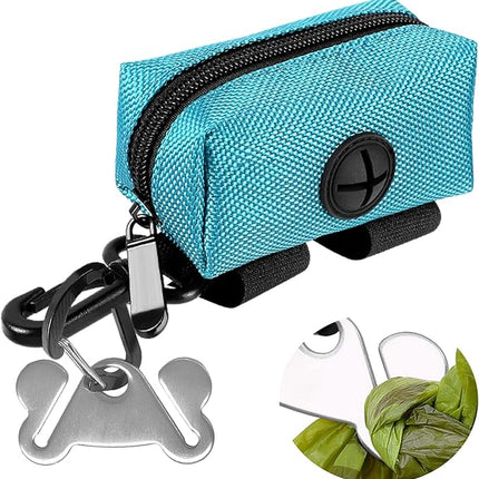 Dog Waste Bag Dispenser Pet Poop Bags Holder for Doggie Waste Bags Dispensers Soft Fabric Zipper Small Doggy Puppy Pouch for Leash Accessory Attachment with Carrier,Green