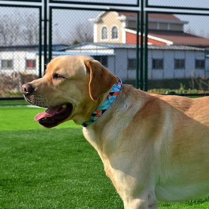 Dog Collar with Bohemia Floral Tribal Geometric Patterns - Soft Ethnic Style Collar Adjustable for Small Medium Large Dogs（Geometry,S）